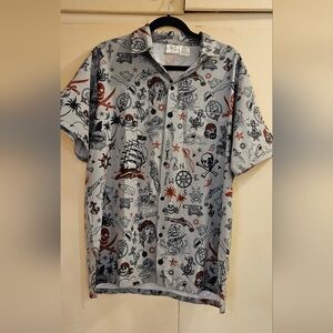 Funny Guy Creation Men's Shirt XL Short Sleeve Pirate-Themed Gray